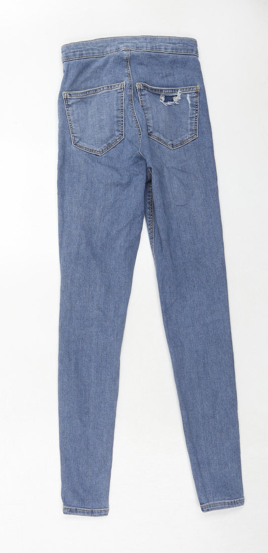 Topshop Womens Blue Cotton Skinny Jeans Size 26 in L32 in Regular Zip