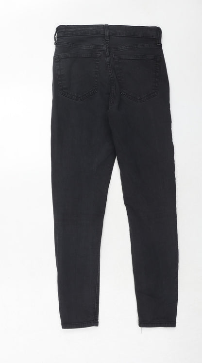 Topshop Womens Black Cotton Skinny Jeans Size 26 in L30 in Regular Zip