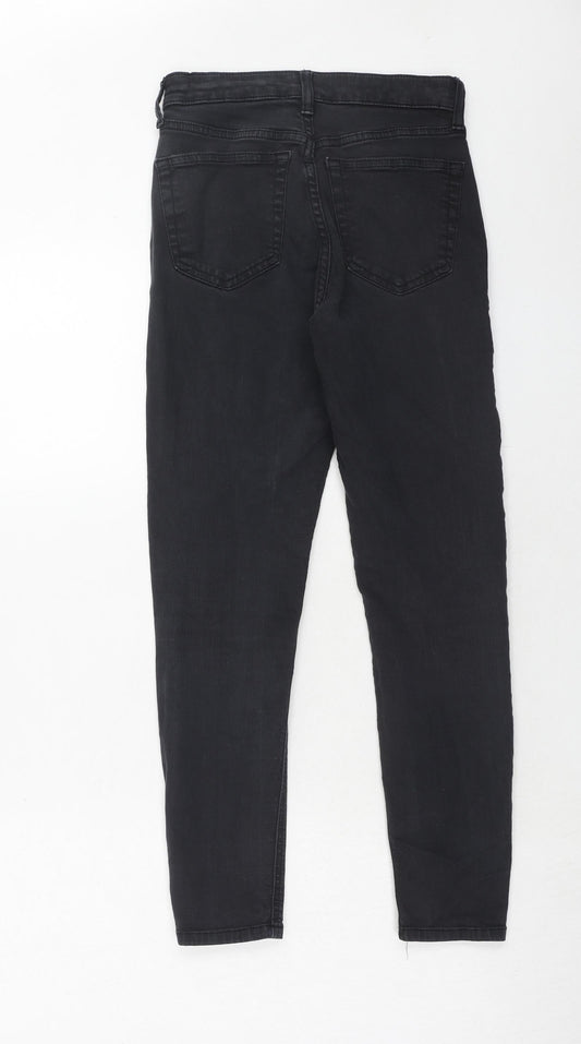 Topshop Womens Black Cotton Skinny Jeans Size 26 in L30 in Regular Zip