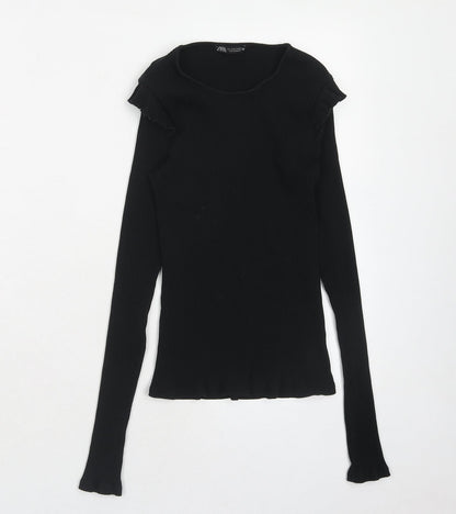 Womens UK Size S Zara Blue Basic T-Shirt
