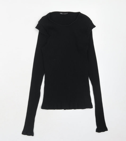 Womens UK Size S Zara Blue Basic T-Shirt