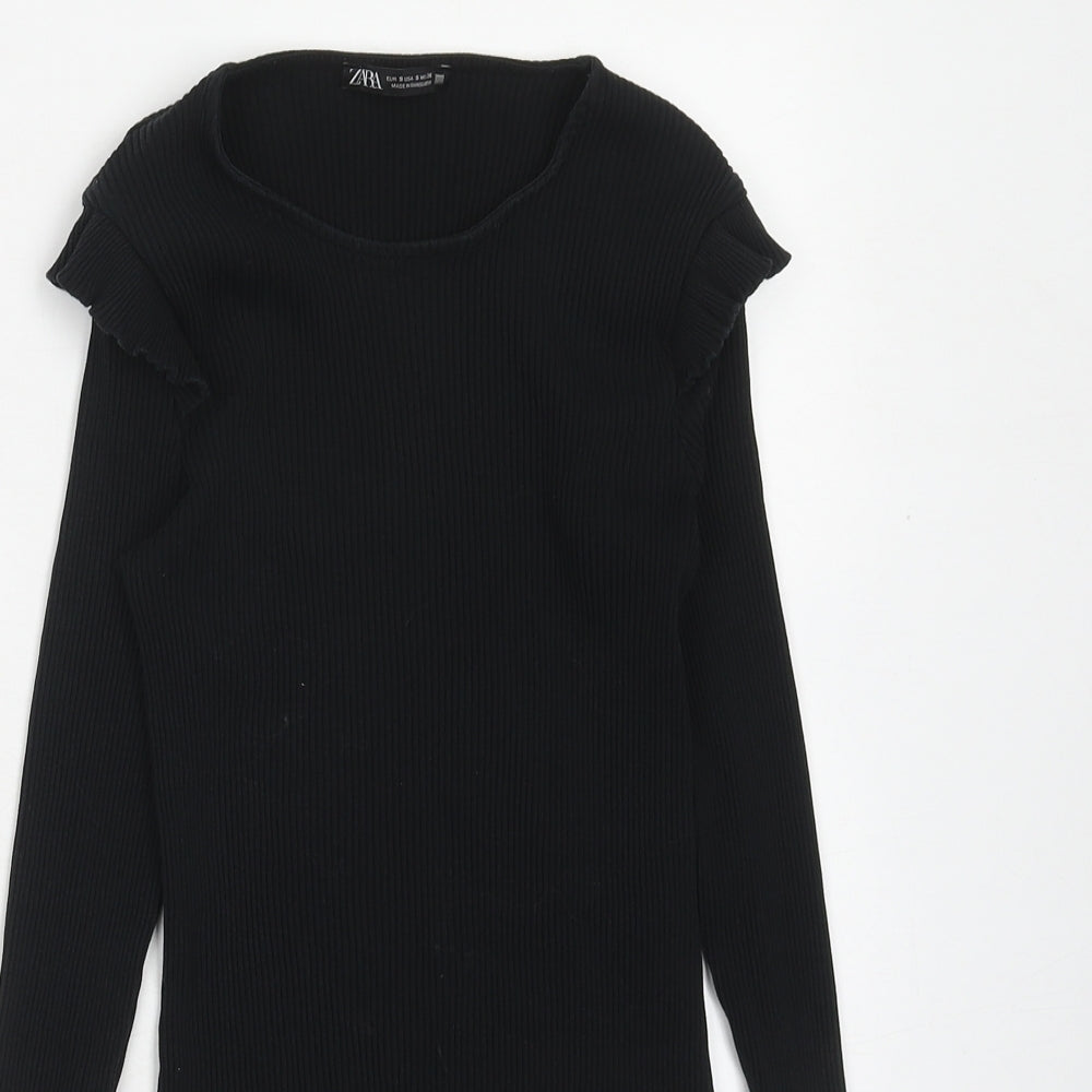 Womens UK Size S Zara Blue Basic T-Shirt
