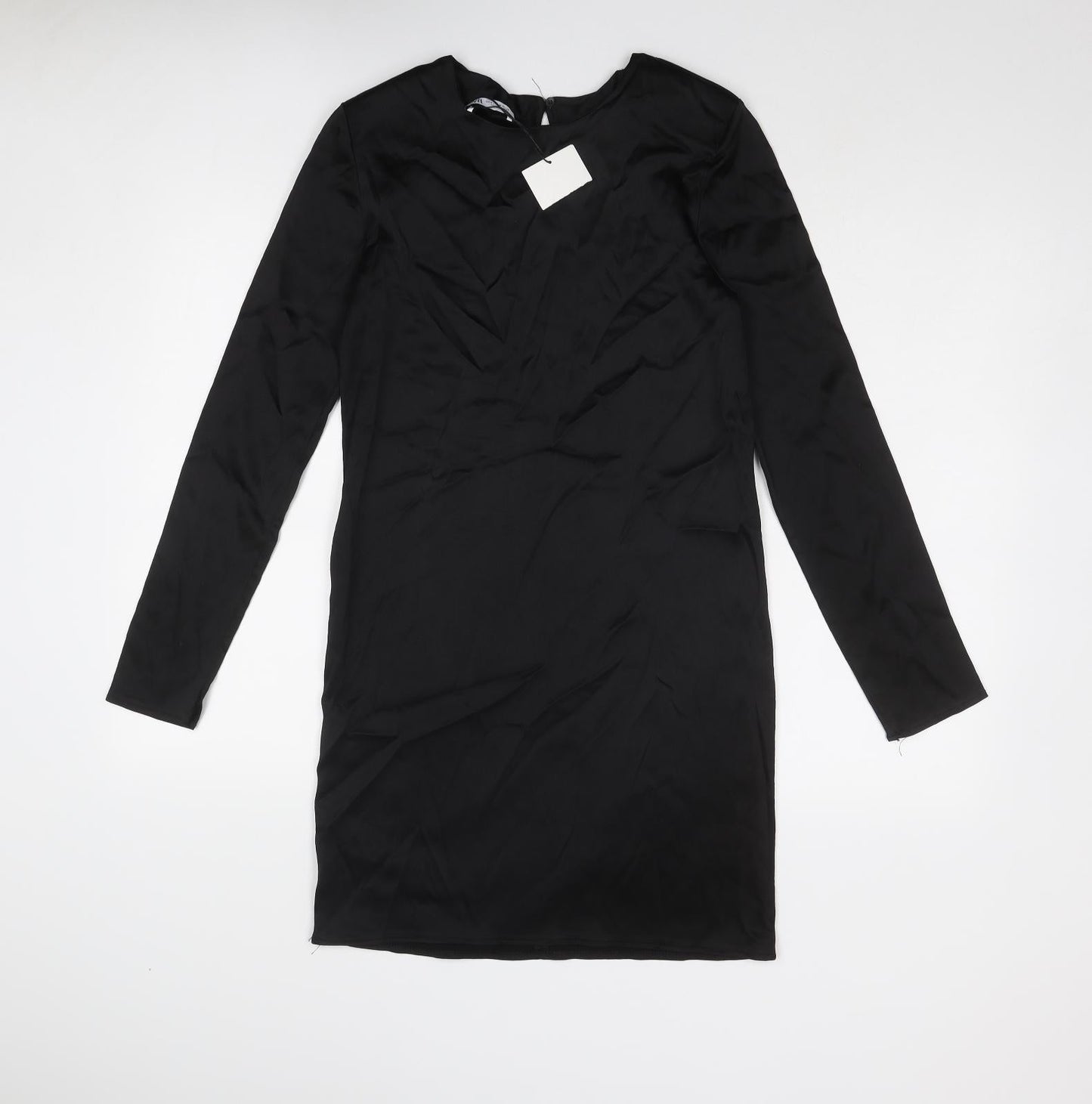 Zara Womens Black Polyester Mini Size M Boat Neck Button