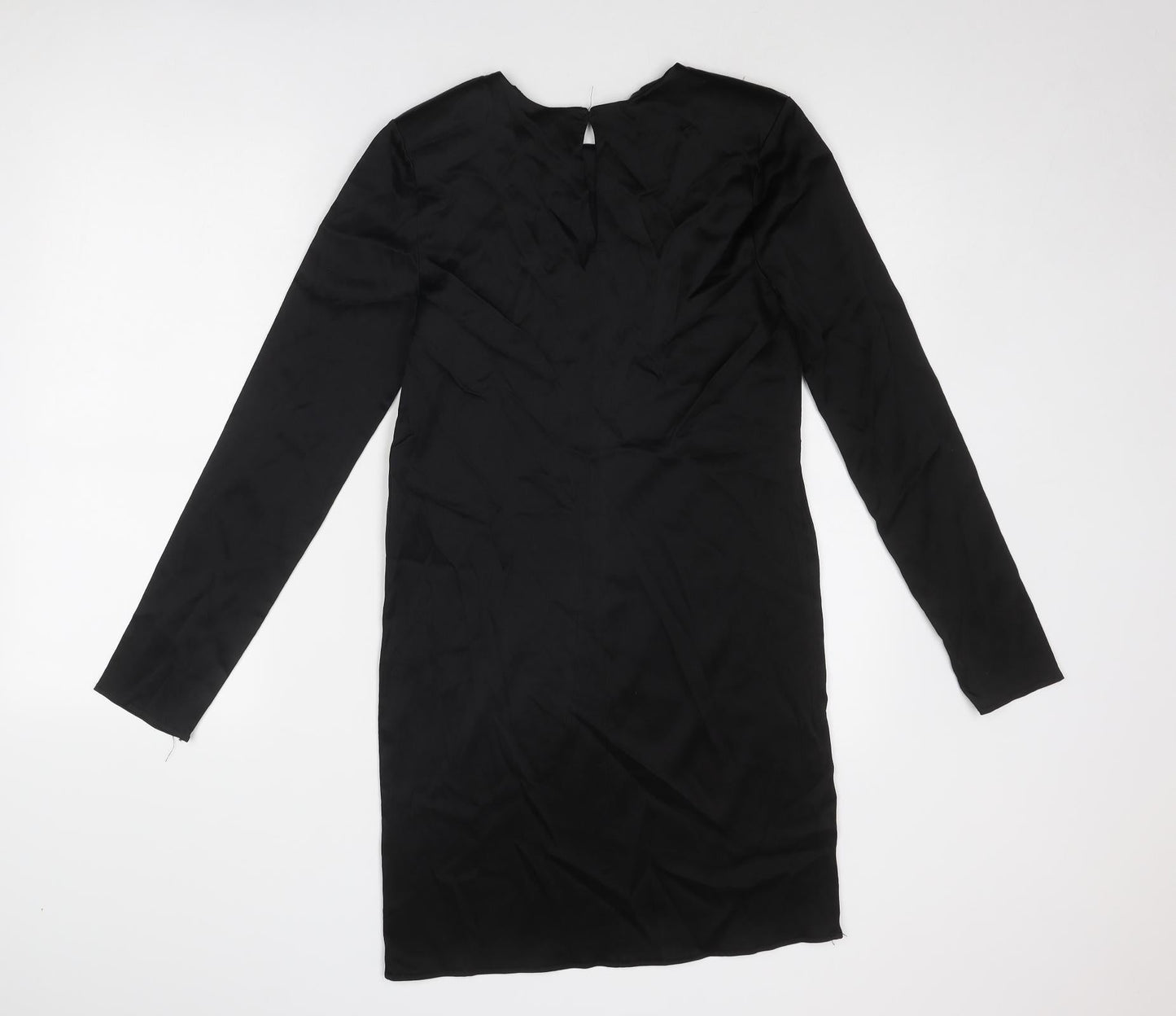 Zara Womens Black Polyester Mini Size M Boat Neck Button