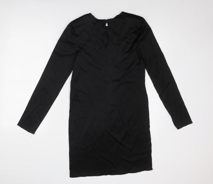 Zara Womens Black Polyester Mini Size M Boat Neck Button
