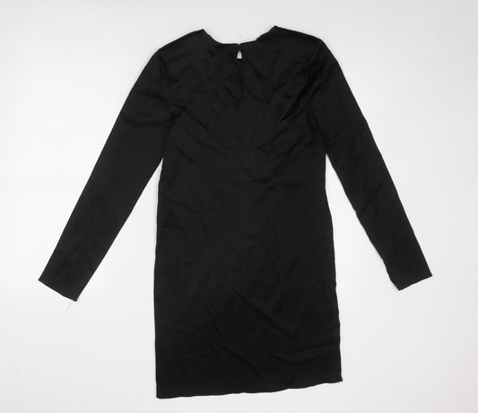 Zara Womens Black Polyester Mini Size M Boat Neck Button