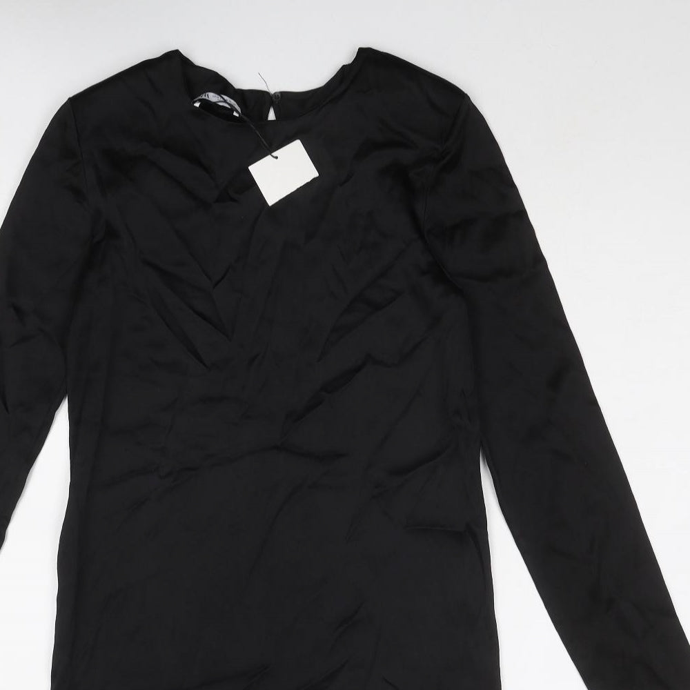 Zara Womens Black Polyester Mini Size M Boat Neck Button