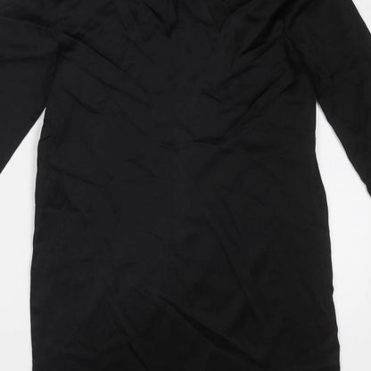 Zara Womens Black Polyester Mini Size M Boat Neck Button