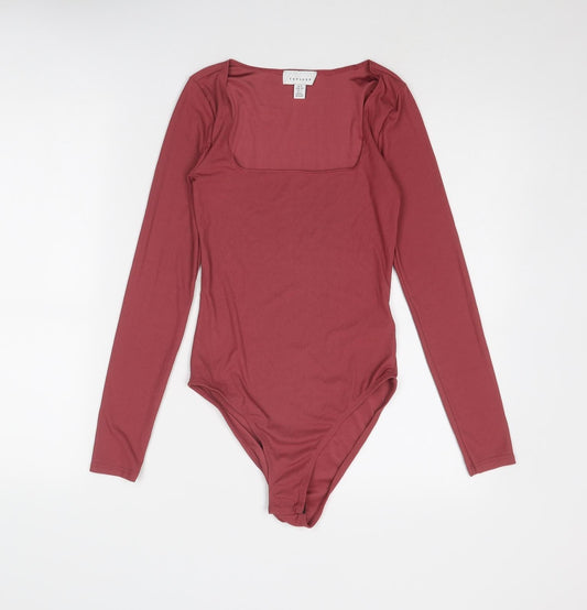 Topshop Womens Pink Polyester Bodysuit One-Piece Size 8 Snap