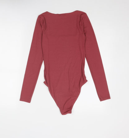 Topshop Womens Pink Polyester Bodysuit One-Piece Size 8 Snap