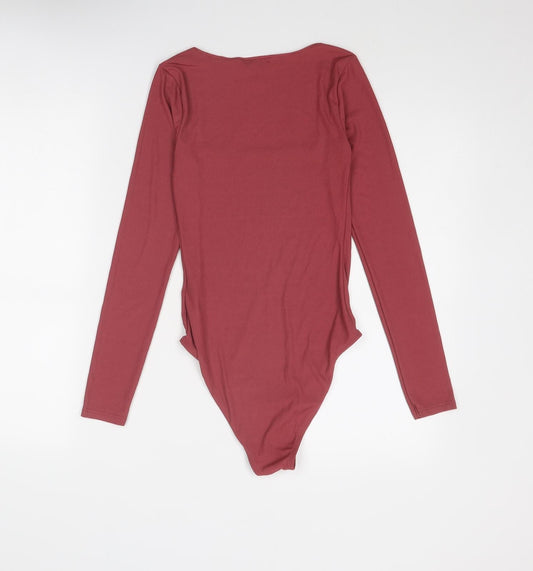 Topshop Womens Pink Polyester Bodysuit One-Piece Size 8 Snap