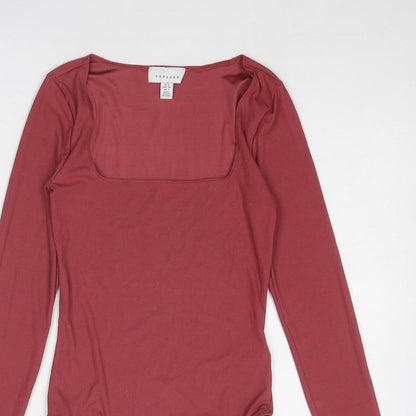 Topshop Womens Pink Polyester Bodysuit One-Piece Size 8 Snap