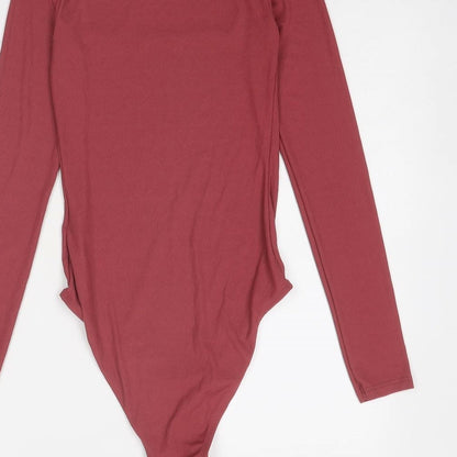 Topshop Womens Pink Polyester Bodysuit One-Piece Size 8 Snap