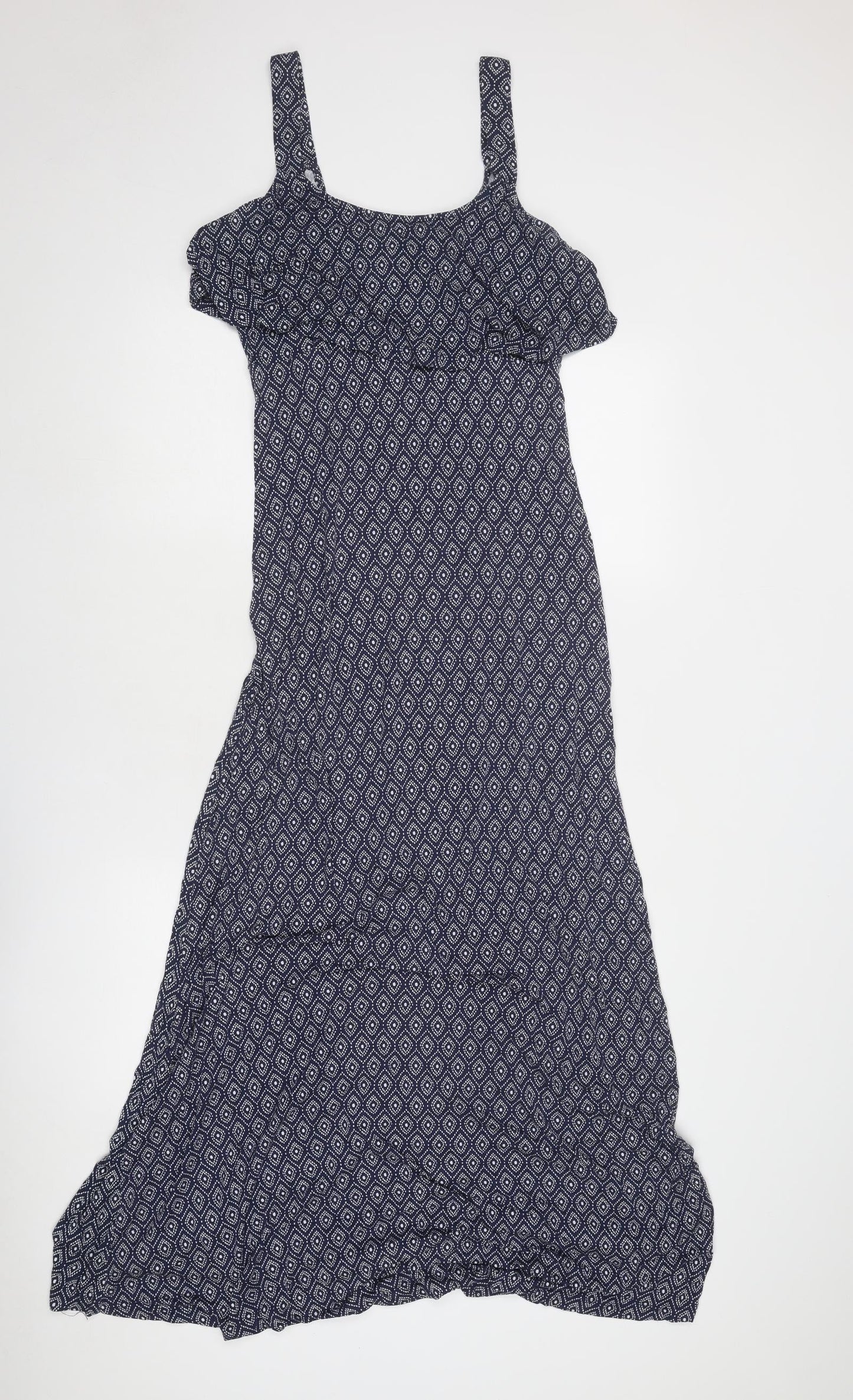 JoJo Maman Bébé Womens Blue Geometric Viscose A-Line Size S Round Neck Pullover