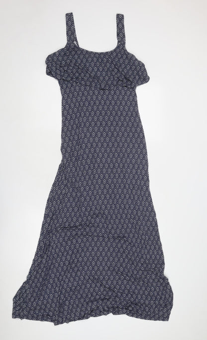 JoJo Maman Bébé Womens Blue Geometric Viscose A-Line Size S Round Neck Pullover