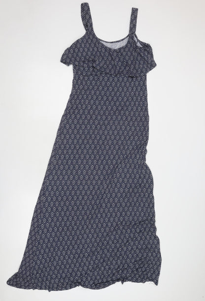 JoJo Maman Bébé Womens Blue Geometric Viscose A-Line Size S Round Neck Pullover
