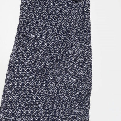 JoJo Maman Bébé Womens Blue Geometric Viscose A-Line Size S Round Neck Pullover
