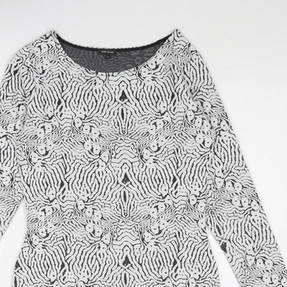 River Island Womens White Geometric Polyester Shift Size 12 Round Neck Pullover