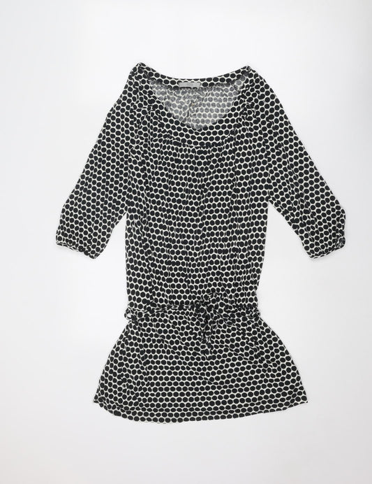 Marks and Spencer Womens Black Polka Dot Cotton A-Line Size 14 Round Neck Pullover