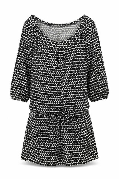 Marks and Spencer Womens Black Polka Dot Cotton A-Line Size 14 Round Neck Pullover