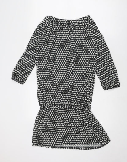 Marks and Spencer Womens Black Polka Dot Cotton A-Line Size 14 Round Neck Pullover