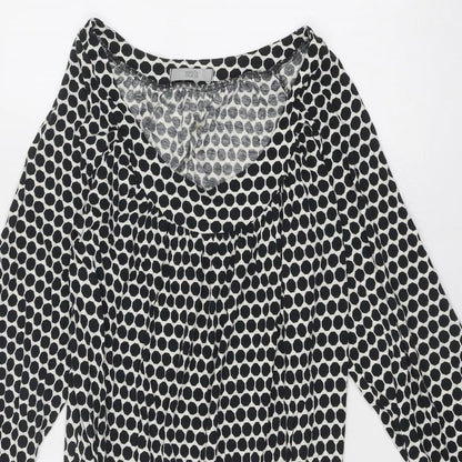 Marks and Spencer Womens Black Polka Dot Cotton A-Line Size 14 Round Neck Pullover