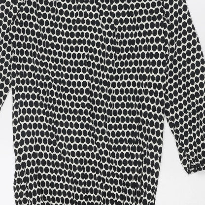 Marks and Spencer Womens Black Polka Dot Cotton A-Line Size 14 Round Neck Pullover