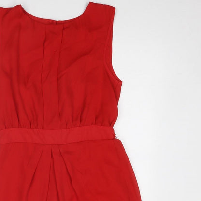 ASOS Womens Red Polyester Mini Size 12 Round Neck Button