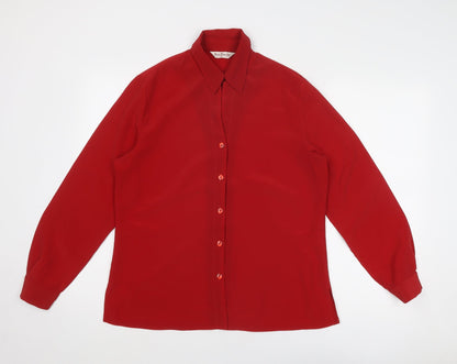 Womens UK Size 14 Bonmarché Red Basic Button-Up