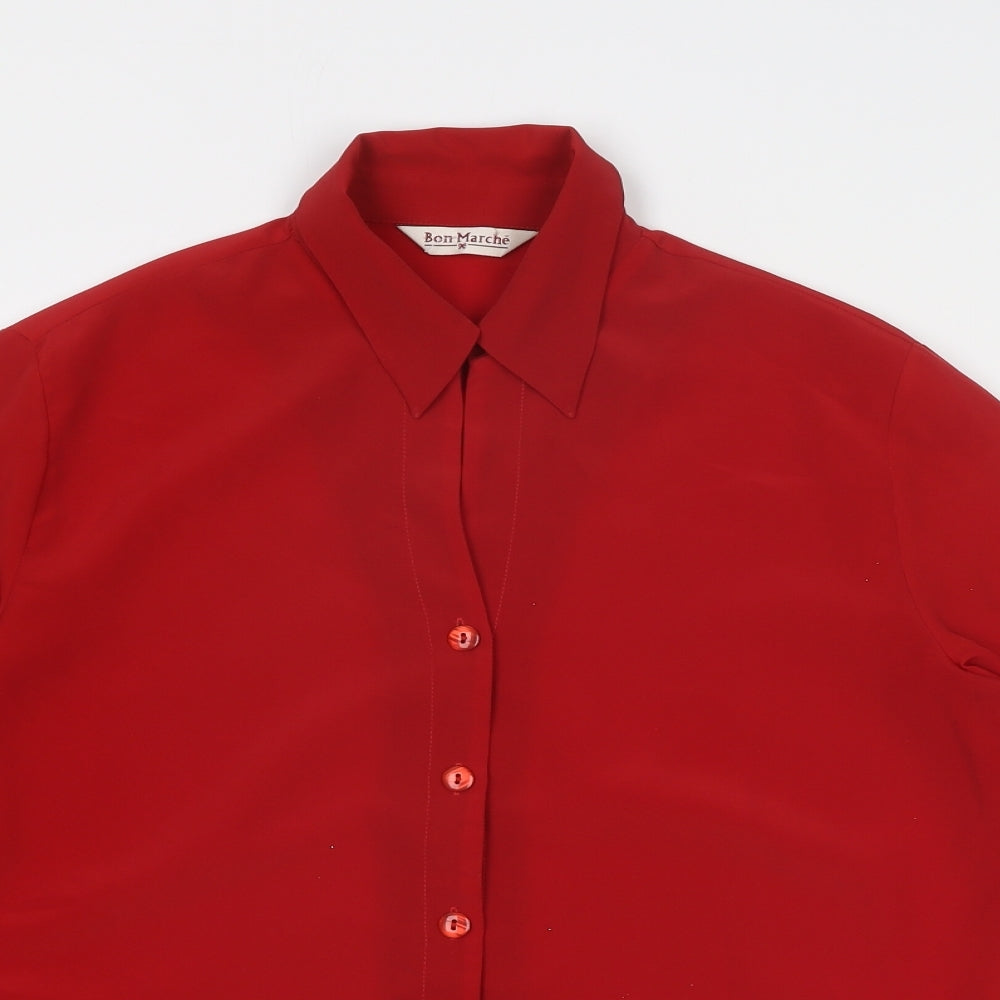 Womens UK Size 14 Bonmarché Red Basic Button-Up
