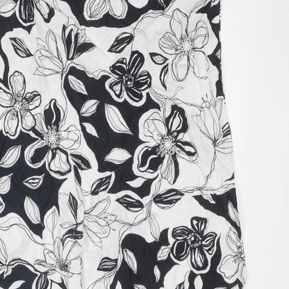 Marks and Spencer Womens White Floral Linen Swing Skirt Size 12 Button