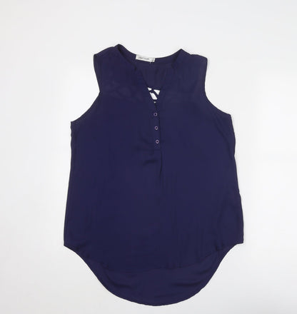 Womens UK Size 10 Paper Scissors Blue Basic Tank
