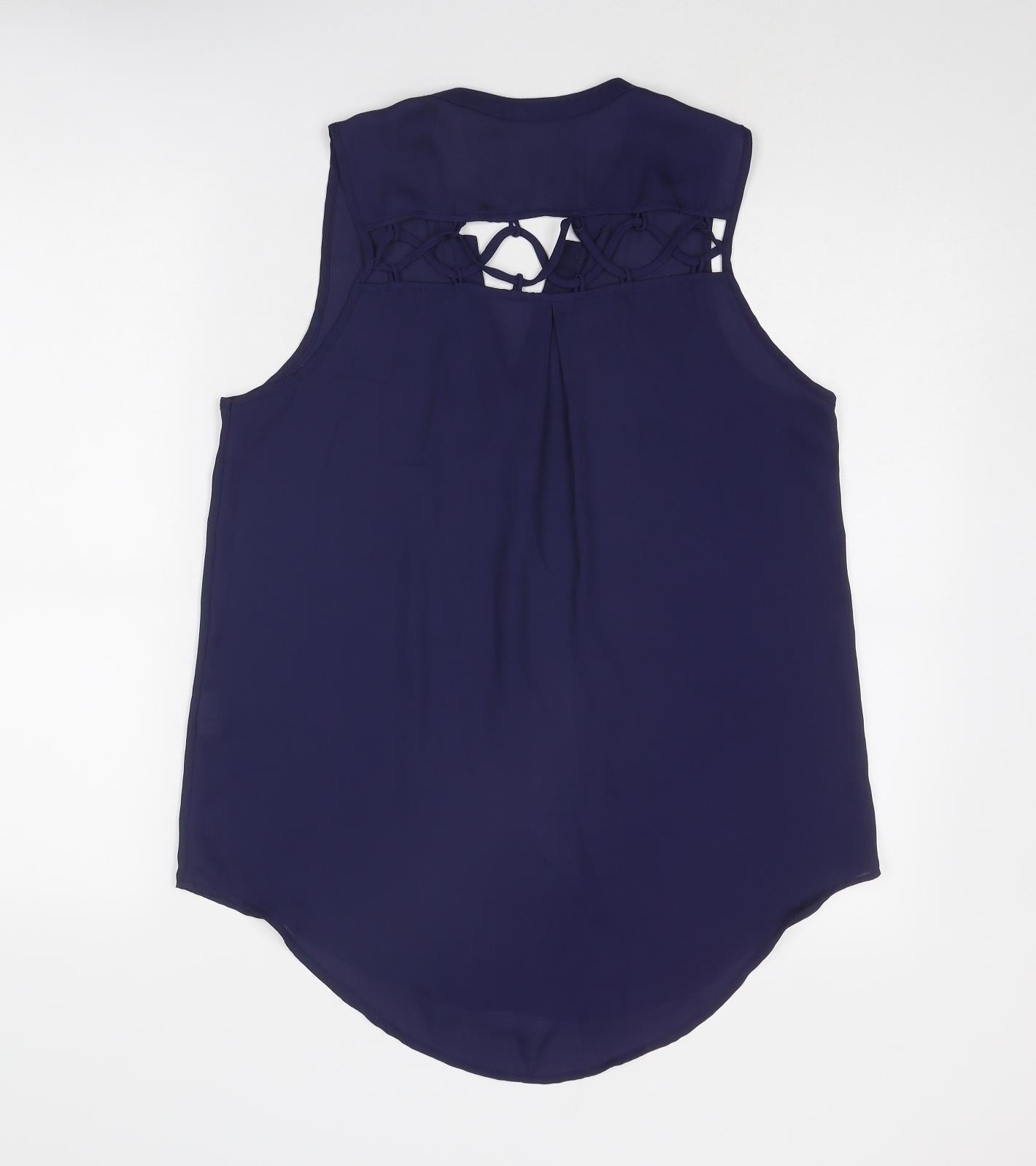 Womens UK Size 10 Paper Scissors Blue Basic Tank