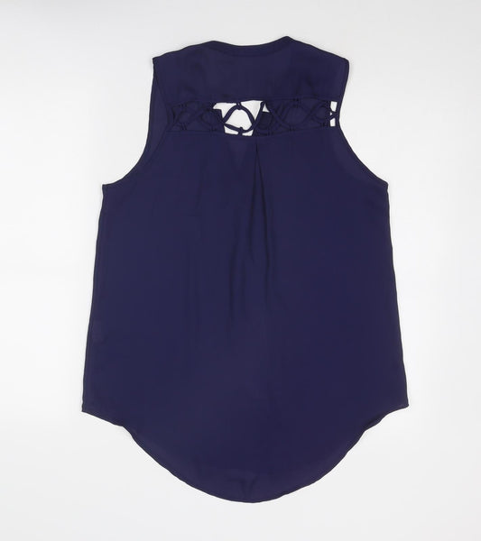 Womens UK Size 10 Paper Scissors Blue Basic Tank