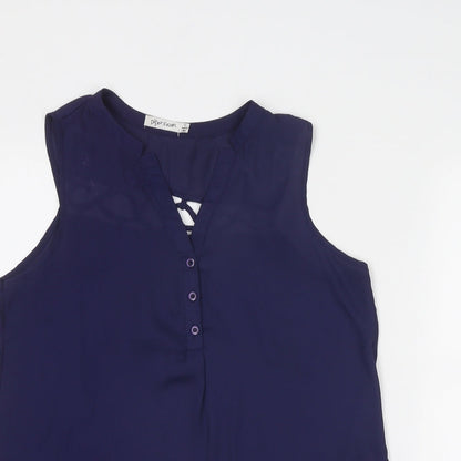 Womens UK Size 10 Paper Scissors Blue Basic Tank