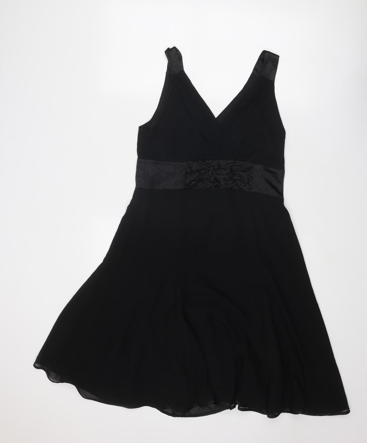 Stax Womens Black Polyester A-Line Size 12 V-Neck Zip