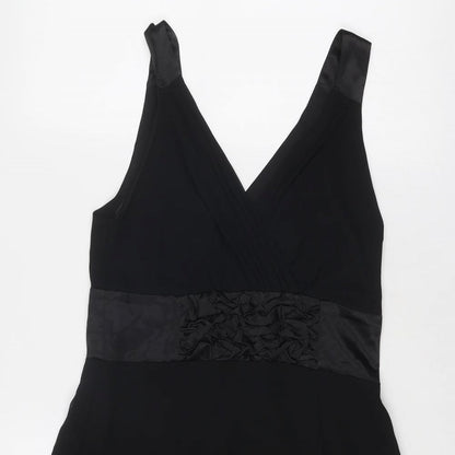 Stax Womens Black Polyester A-Line Size 12 V-Neck Zip