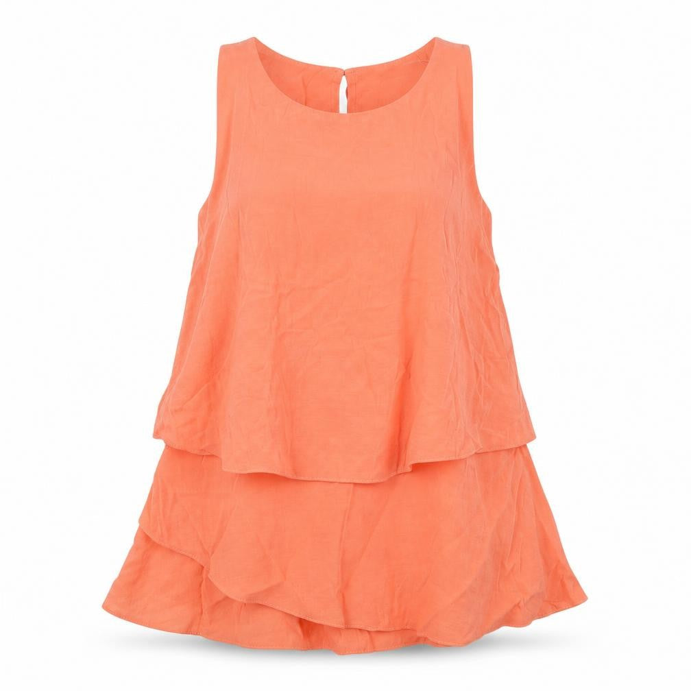 River Island Womens Orange Polyester Basic Tank Size 6 Round Neck