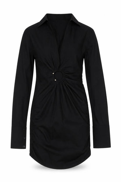 PRETTYLITTLETHING Womens Black Polyester Mini Size 8 Collared Zip