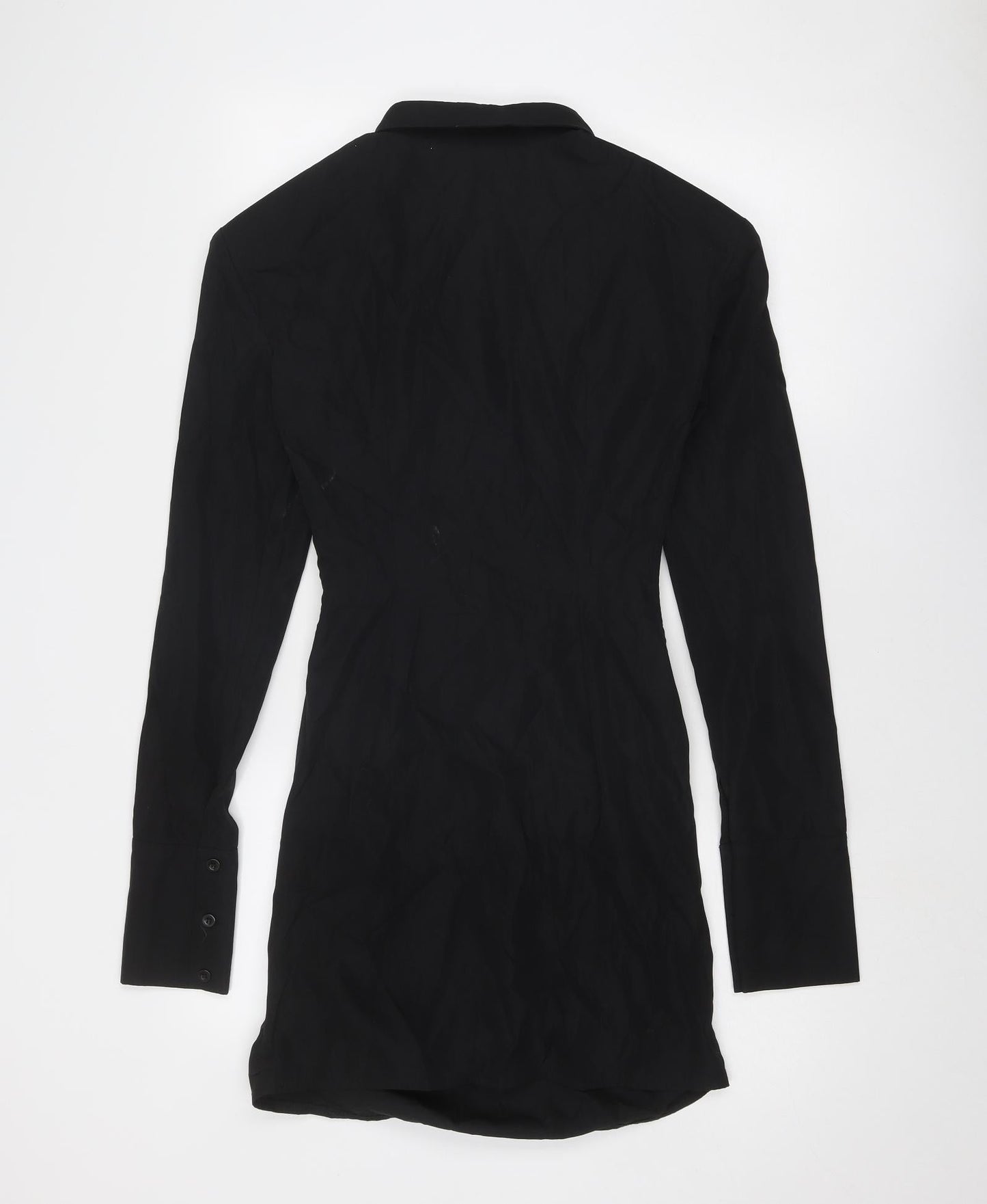 PRETTYLITTLETHING Womens Black Polyester Mini Size 8 Collared Zip