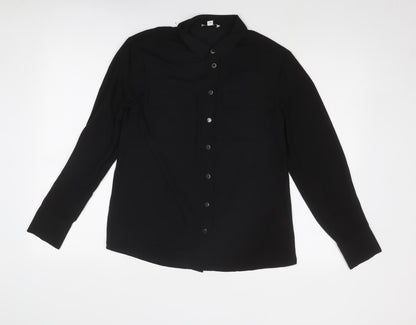 Womens UK Size 8 Warehouse Black Basic Button-Up
