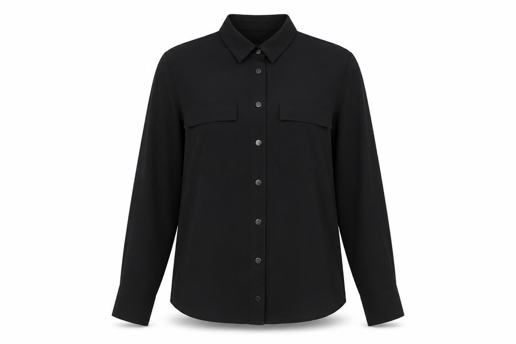 Womens UK Size 8 Warehouse Black Basic Button-Up