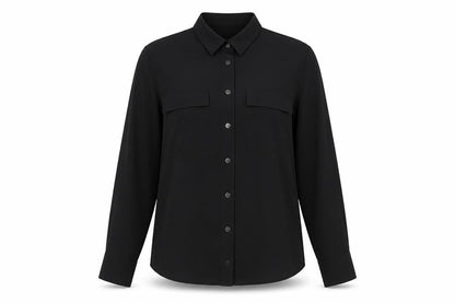 Womens UK Size 8 Warehouse Black Basic Button-Up