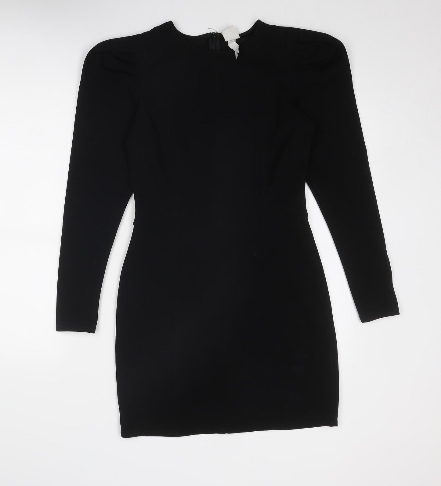 H&M Womens Black Polyester A-Line Size S Round Neck Zip