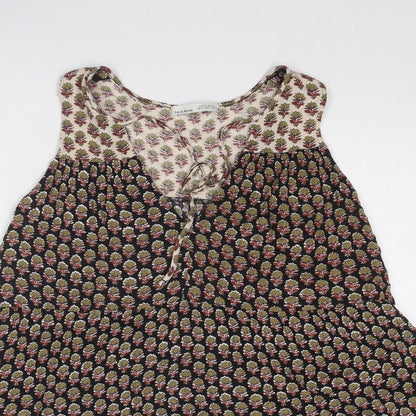 Pull&Bear Womens Multicoloured Geometric Viscose Sheath Size S V-Neck Tie