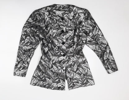 Principles Womens Silver Geometric Jacket Size 12 Button