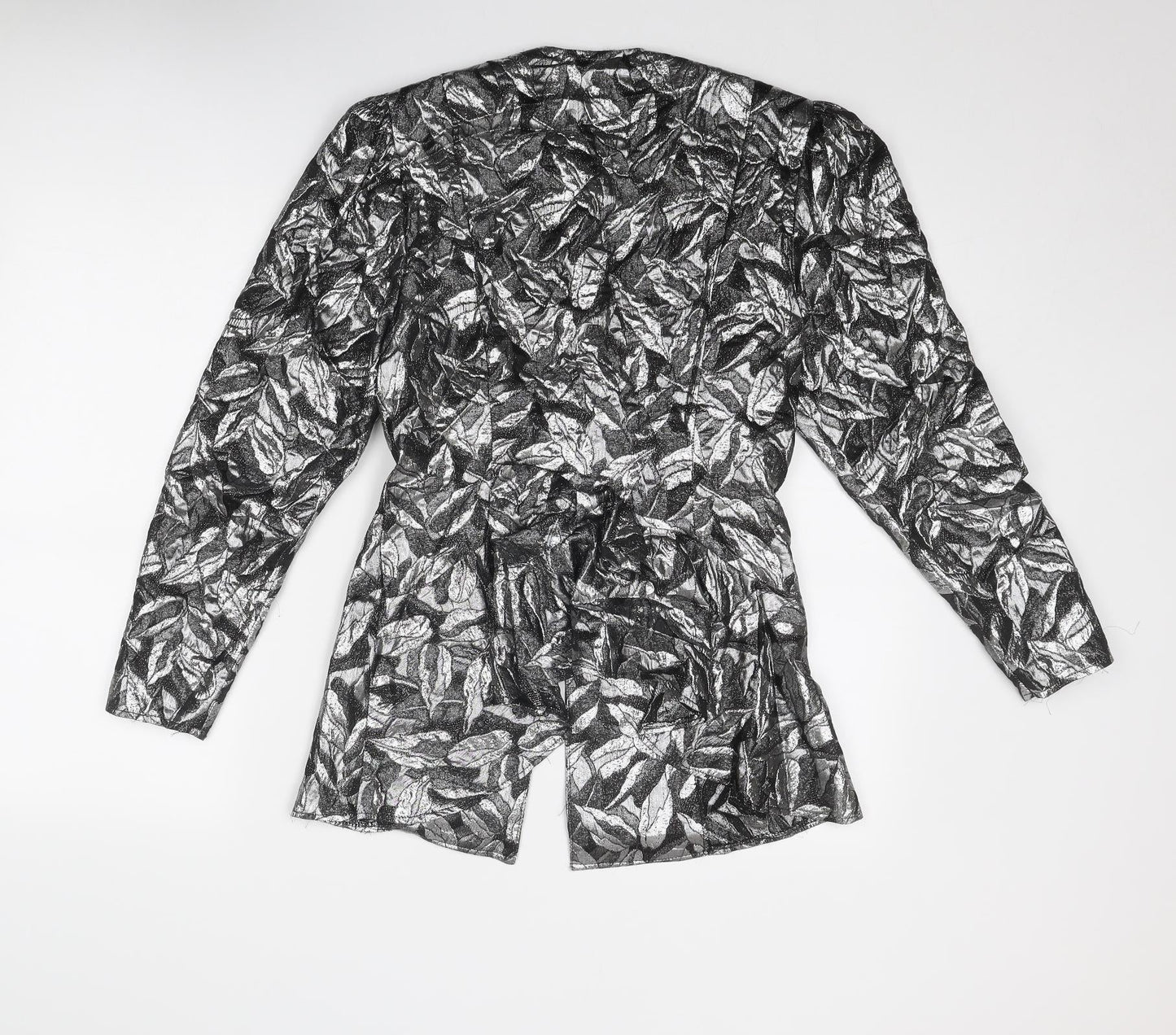 Principles Womens Silver Geometric Jacket Size 12 Button