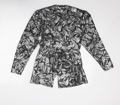 Principles Womens Silver Geometric Jacket Size 12 Button