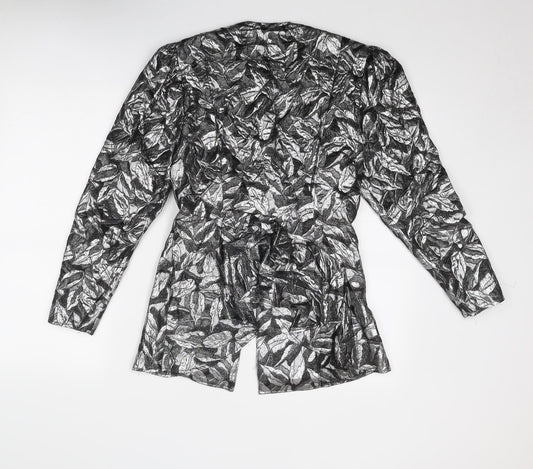 Principles Womens Silver Geometric Jacket Size 12 Button