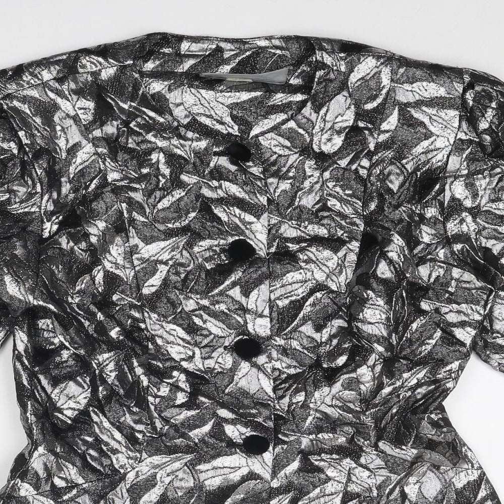 Principles Womens Silver Geometric Jacket Size 12 Button